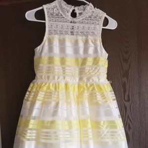 Knitworks Striped Yellow Chiffon Child Party Dress
